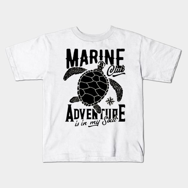 Marine advanture is in my soul Kids T-Shirt by Hanadrawing